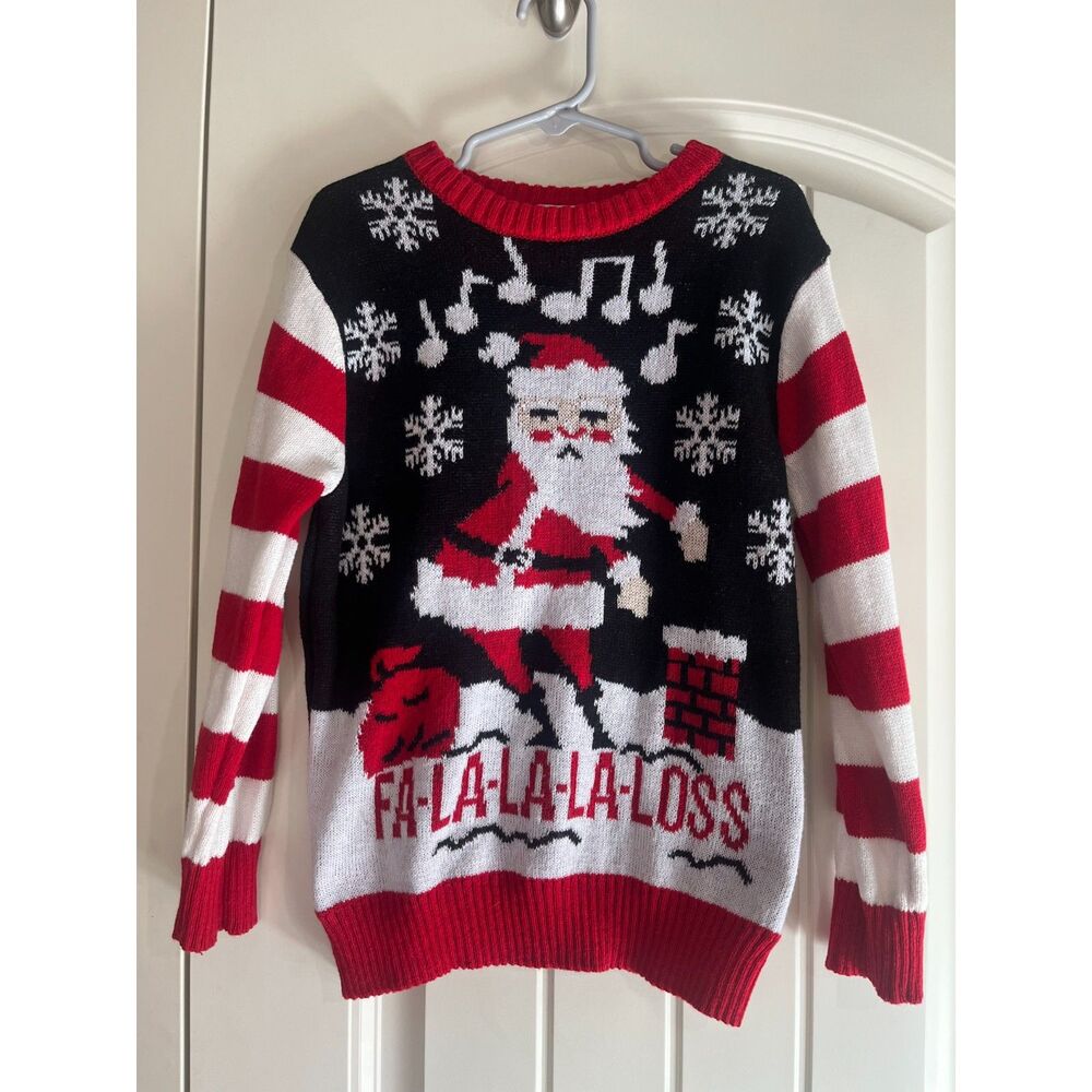 Well Worn Kids Christmas Sweater Santa FA LA LA LA LOSS Ugly Holiday Size XS